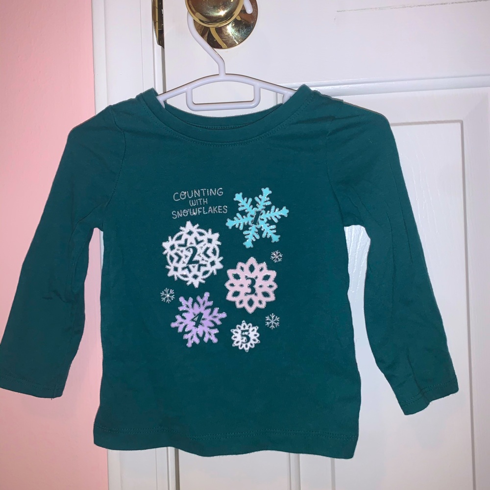 Long sleeve snowflake toddler girls tee